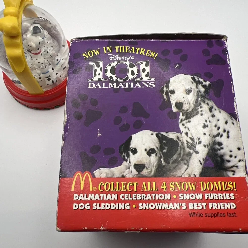 McDonald's Vintage 101 Dalmatian's 1996 Christmas Snow Flurries Dome/Globe